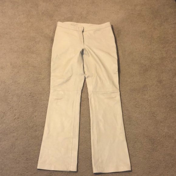 Vintage VS2 Vakko 100% Lamb Leather Ivory Pants Size 8 - Picture 2 of 7